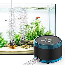 Hygger Aquarium Air Pump, Strong, 11.2 gal (450 L) / H, Quiet, 2 Holes, Oxygen Pump, Air Volume Adjustable, Aeration Under 10.2 gal (450 L), Compatible with 0.2 inch (4 mm) Tubes, Underwater Depth of
