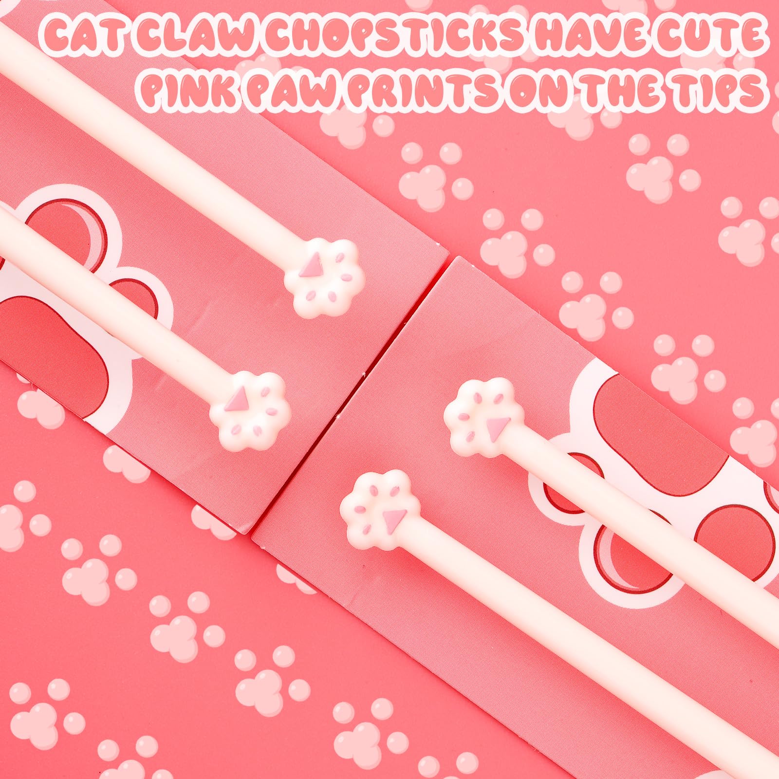 Regalo Amanti Gatti Kawaii Bacchette A Forma Di Zampa Di Gatto - Confezione Da 2 Paia, Antiscivolo, Design Kawaii Bacchette Divertenti Anti-scivolo