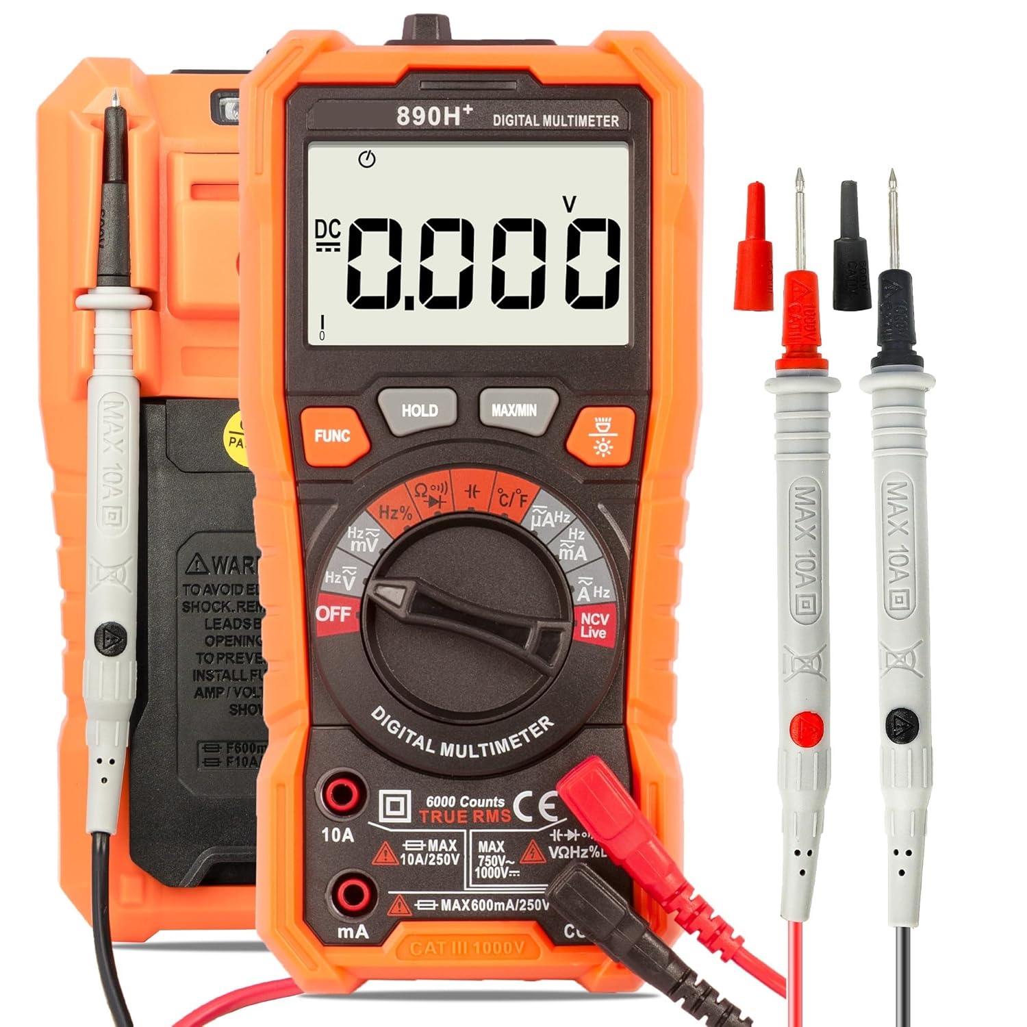 Digital Multimeter Voltage Tester 6000Counts DC AC Volt Ohm NCV Professional Hz Capacitance Electric Multimetro Testers(890H Plus)