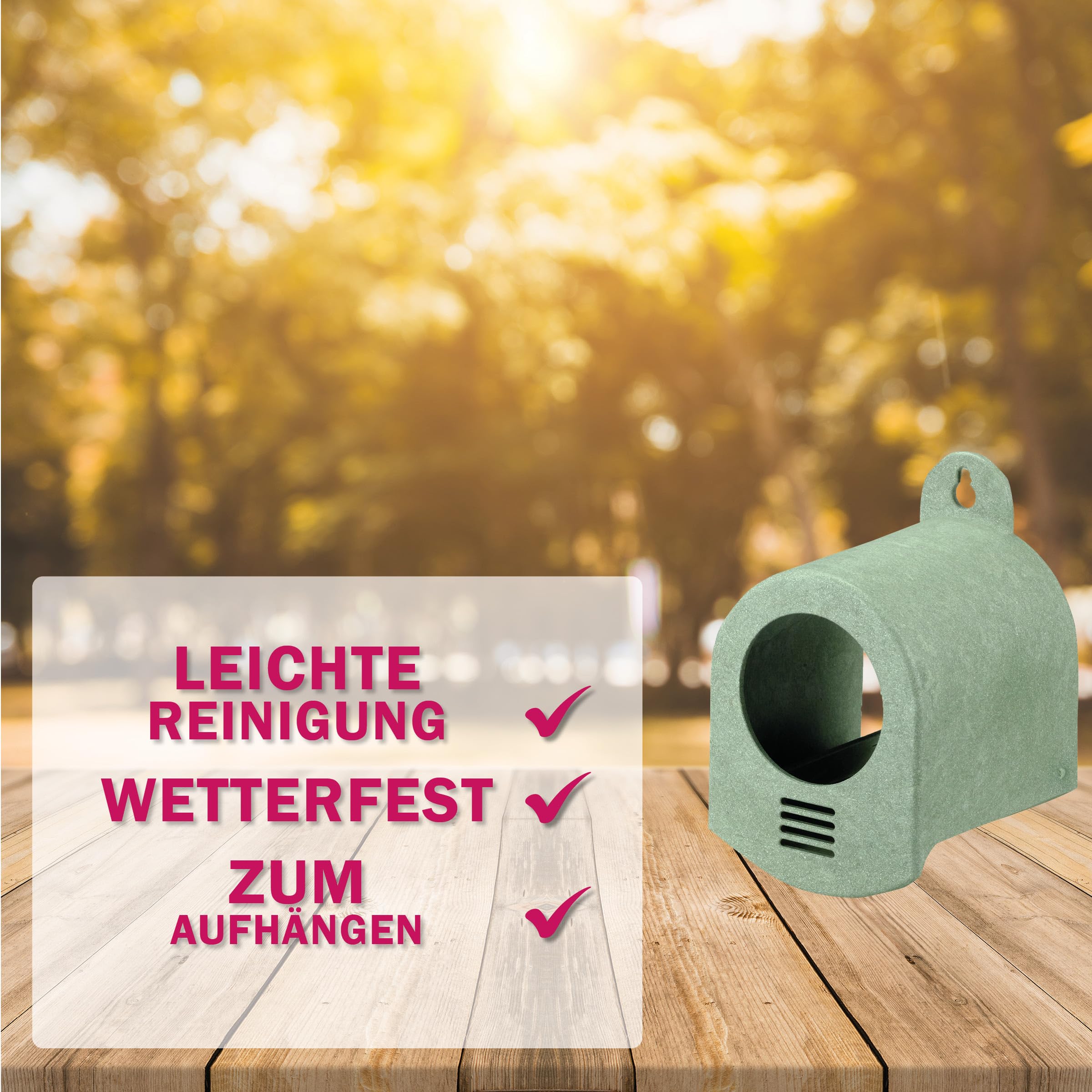 MeinWildvogel Erdnussbutterspender 15x - Futterspender, Fettfutter für Wildvögel geeignet für handelsübliche Erdnussbutter. Bestehend aus 100% recyceltem Material, wetterfest und ganzjährig nutzbar