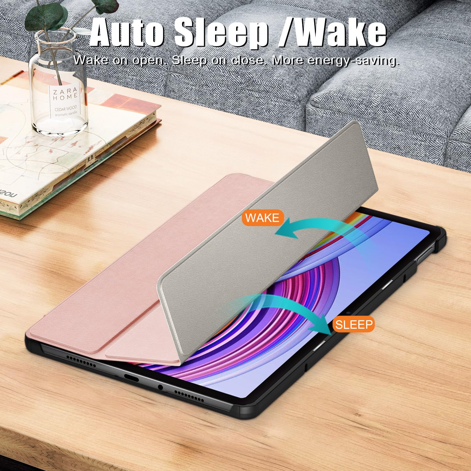 Étui Pour Tablette Xiaomi Redmi Pad Pro 12,1" (2024) Avec Support à Trois Volets, Support De Mise En Veille/réveil Automatique, Coque Arrière En TPU Souple Et Flexible Avec Porte-stylo, Gris