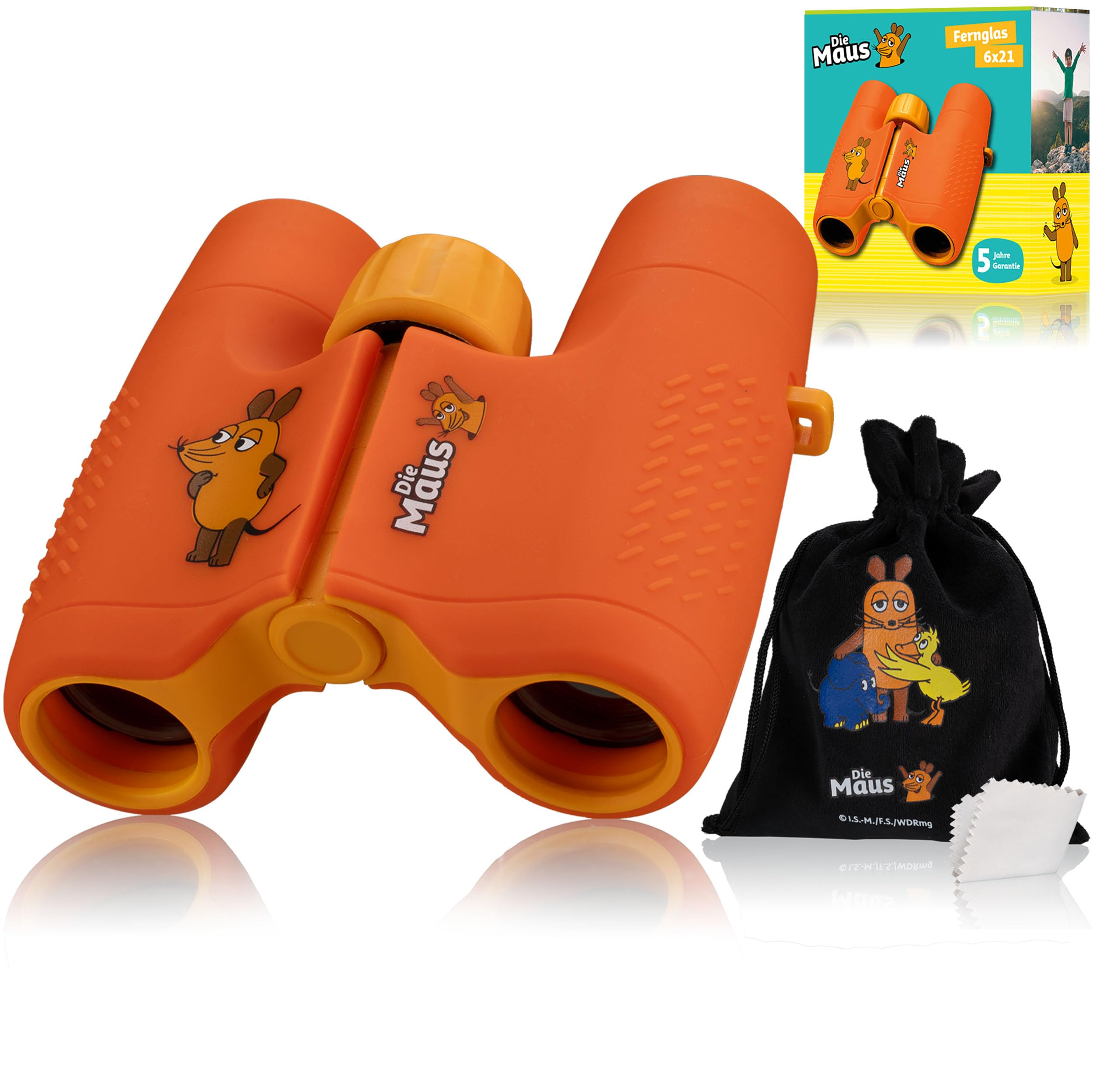 DieMaus Binocolo 6x21 per bambini con borsa - Binocolo robusto e leggero per giovani esploratori