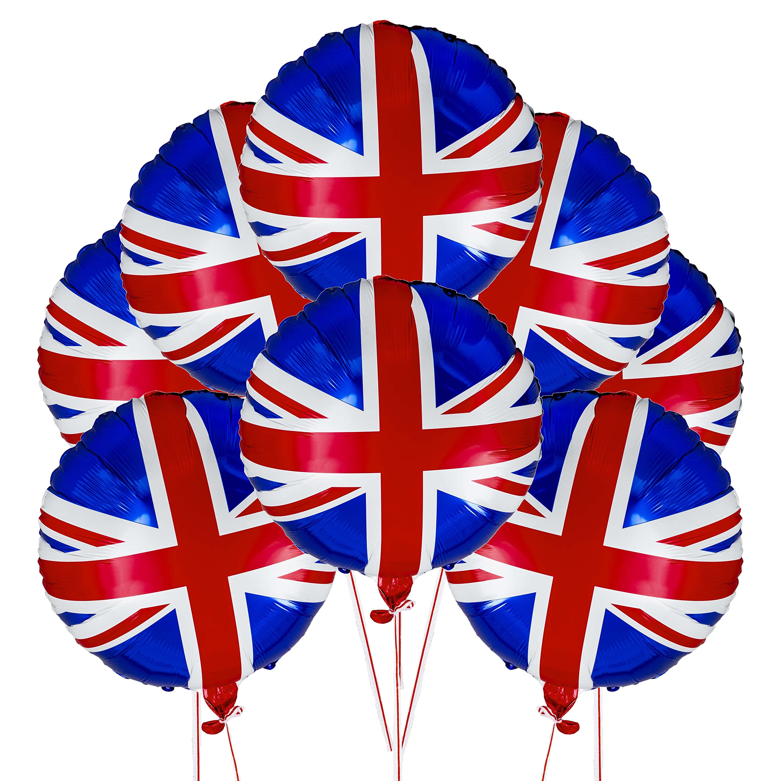 AhfuLife Set Di 30 Bandierine Britanniche Union Jack Da 10 M + 30 Palloncini Rossi, Bianchi E Blu Per Feste A Tema, Incoronazione, Partite