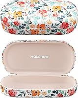 Vista 73 de molshine Estuche rígido de cuero para lentes de sol, funda clásica para gafas grandes para mujeres y hombres,Gafas de sol