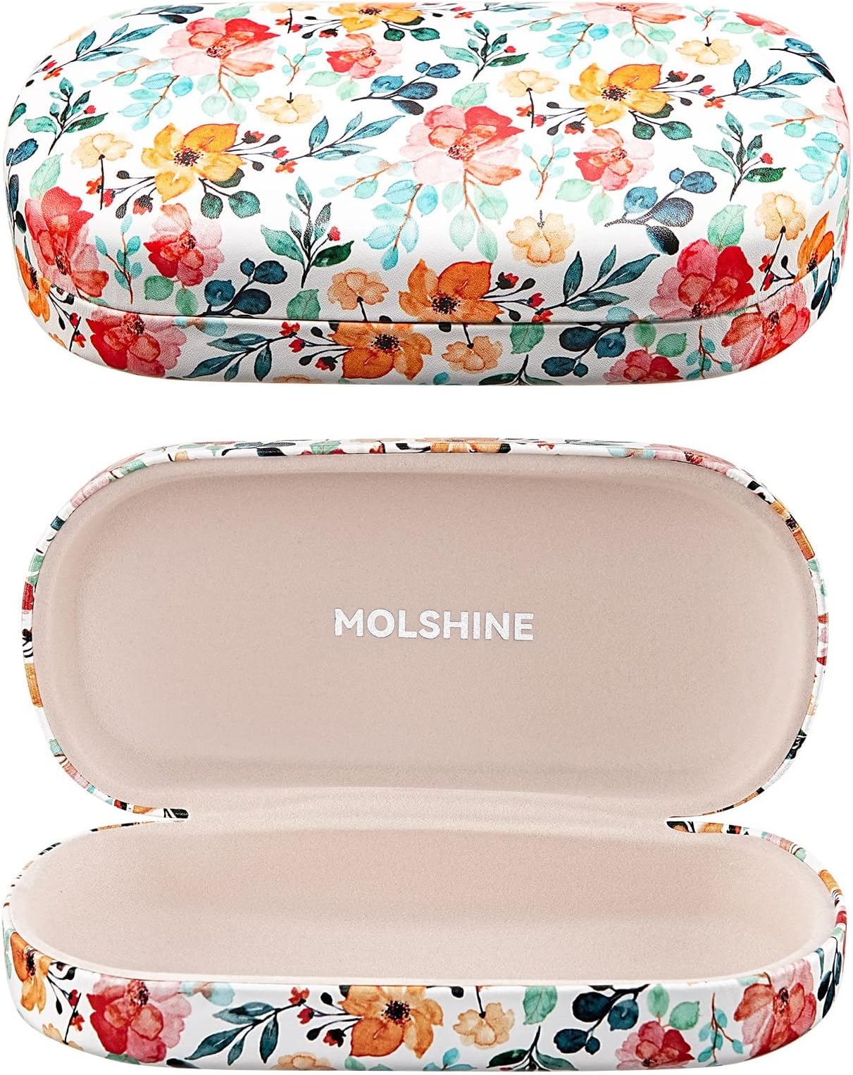 Hard Shell Leather Sunglasses Case,Classic Large Glasses Case for Women Men,Sunglass Eyeglasses