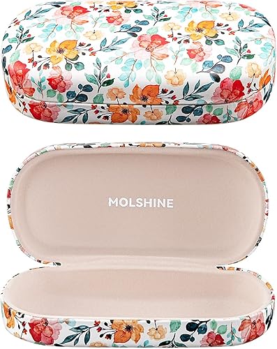 molshine Estuche rígido de cuero para lentes de sol, funda clásica para gafas grandes para mujeres y hombres,Gafas de sol