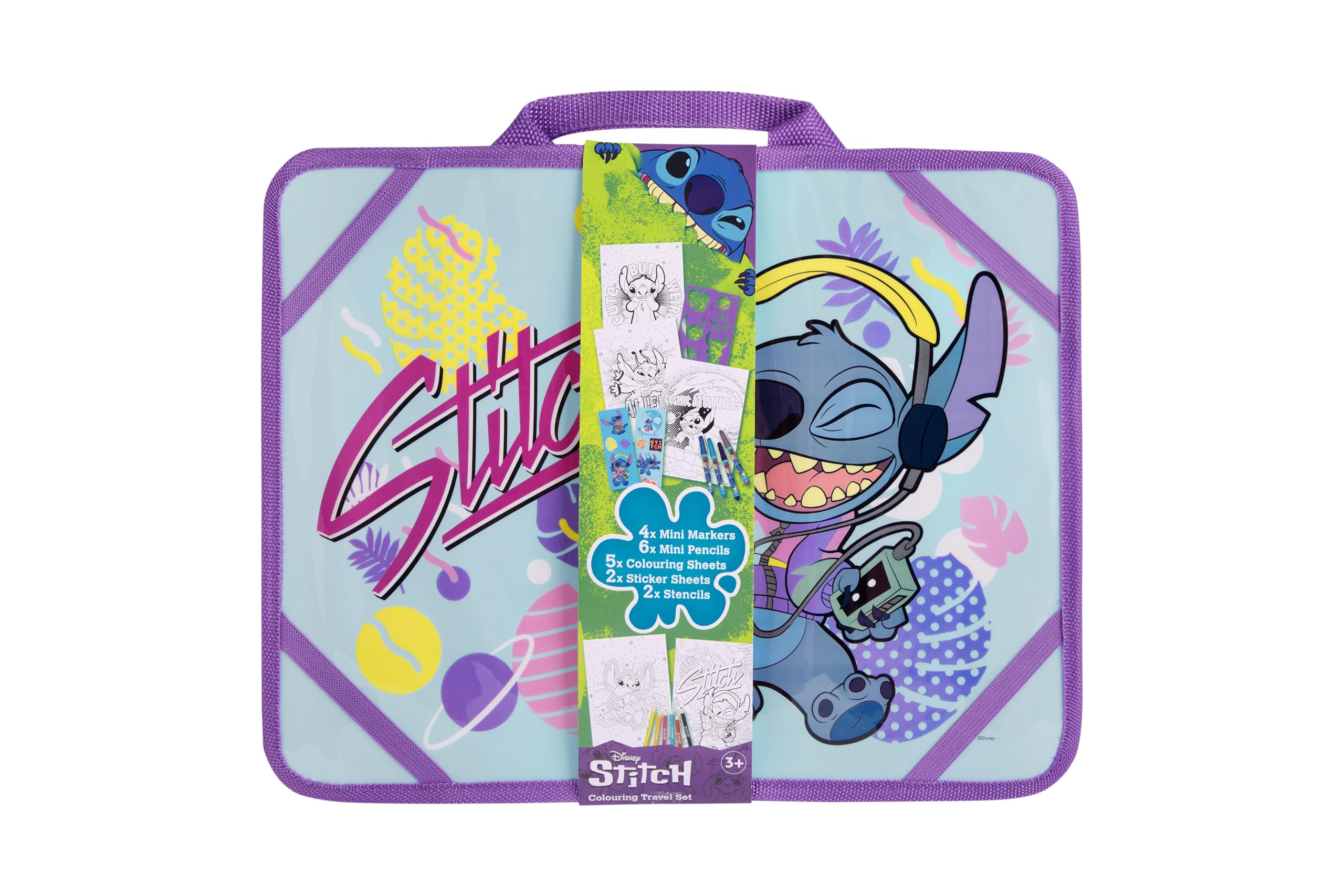 Disney Stitch Drawing Set for Kids Creative Portable Set including Sticky Pens and Stencils, Creative Toy for Girls and Boys