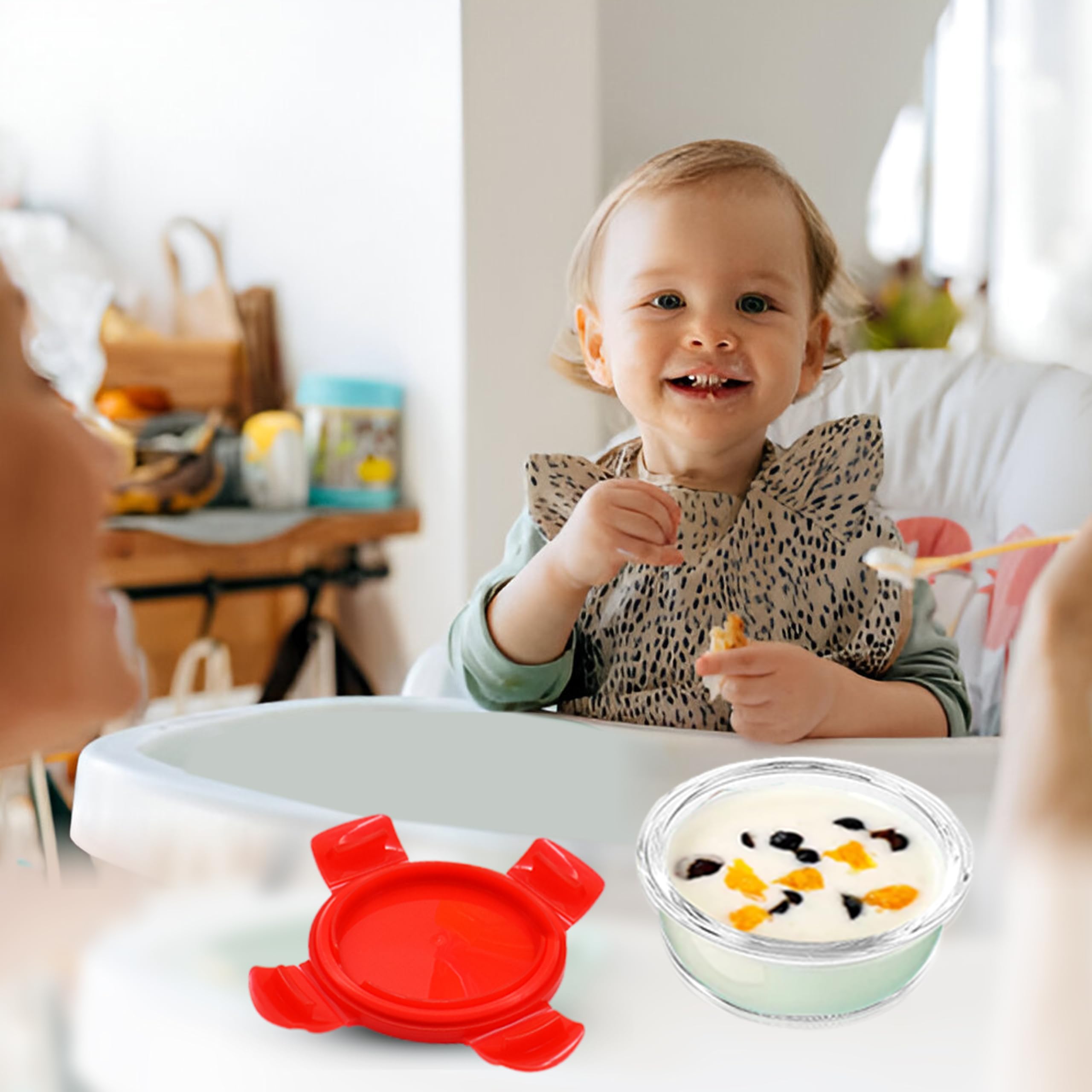 ARSUK Contenitori Alimentari Vetro Ermetici bambini, Vasetti Conservazione Pappe, Contenitori di alimenti impilabili e agganciabili, Privi di BPA (6pcs x 200ml Rotondi)