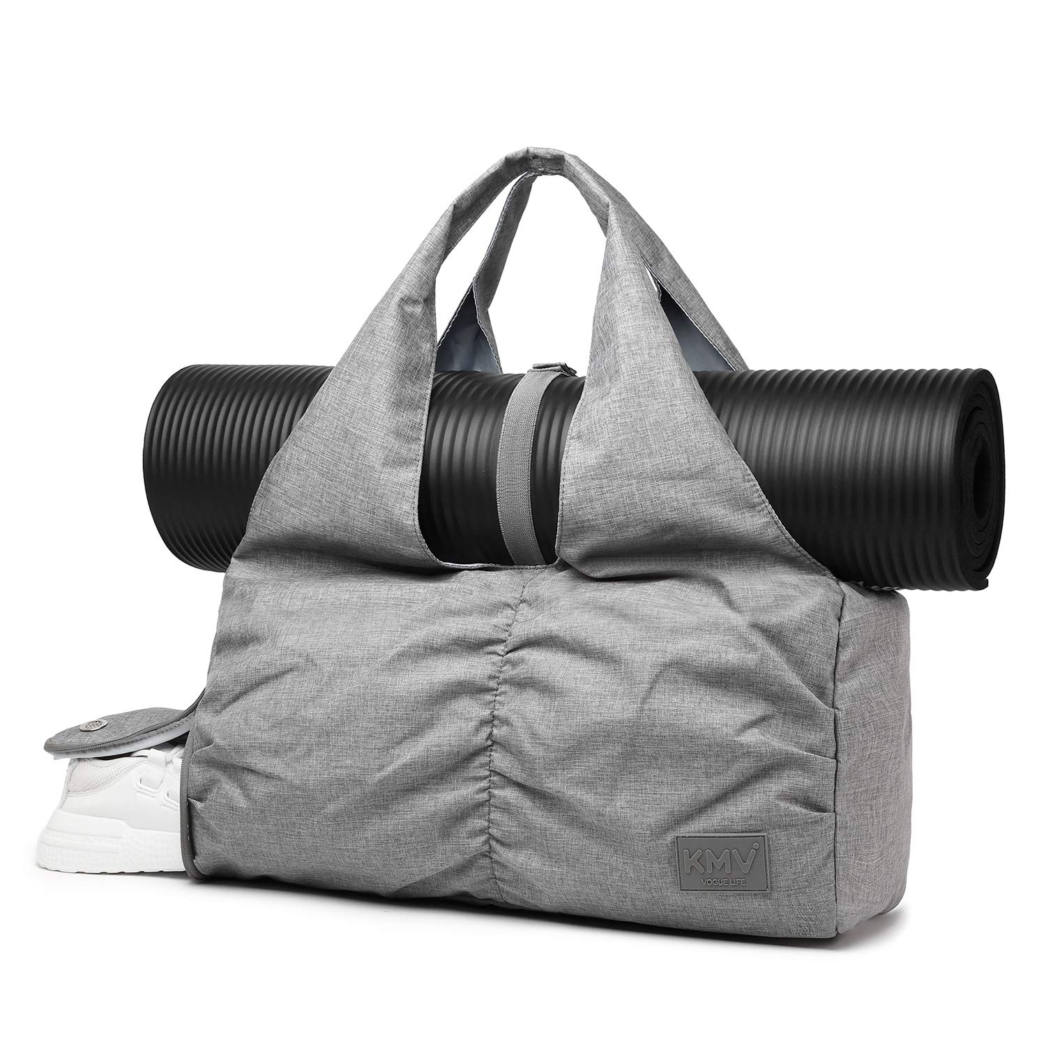 Y.U.M.C.Travel Yoga Gym Bag for Women, Carrying Workout Gear, Makeup, and Accessories, Shoe Compartment and Wet Dry Storage Pockets（Large，Grey）