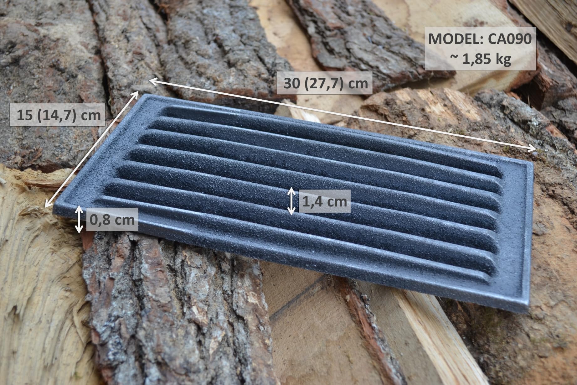 SEZAM Parrilla de hierro fundido para horno, 30 x 15 cm, diferentes diámetros, apta para estufa de chimenea, rejilla para horno, rejilla para el carbón