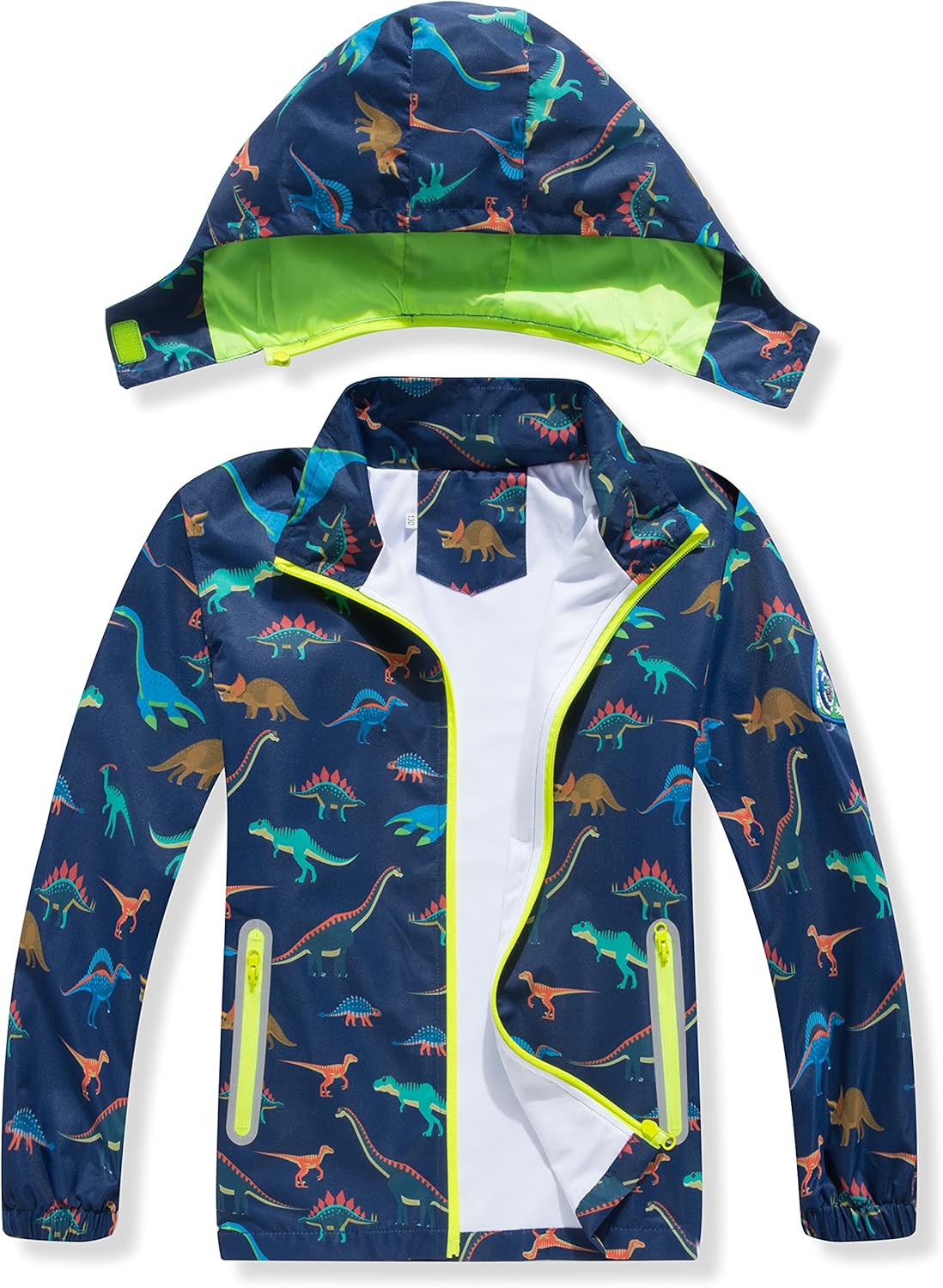 Boys Rain Jacket with Detachable Hood Lightweight Raincoats for Kids Windbreaker - Image 2