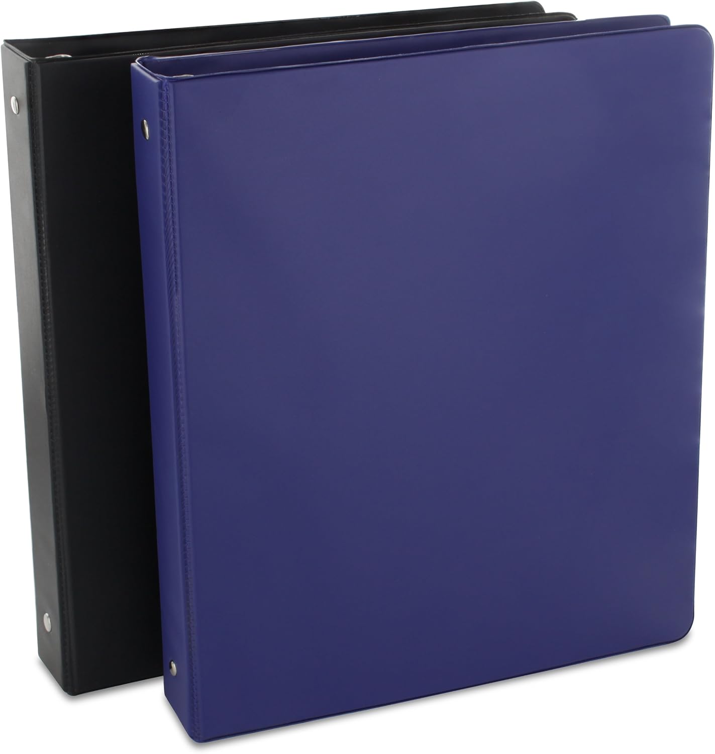 Emraw Heavy-Duty 3-Ring Binder 1-Inch with 2 Pockets – Used for Papers, Loose-Leafs, Business Cards, Compact Discs, Etc. Colors Included: Blue. 2-Pack