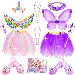 Unicorn Costume & Fairy Costume for Girls: Princess Dress Up Clothes for Little Girls, Toddler Costume with Tutu, Wings, and Shoes Princess Costume for Age 3 4 5 6 Year Old Girl Birthday Gifts - Buy now