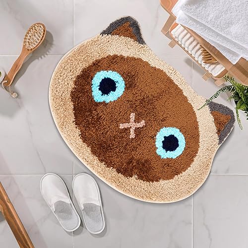 Loyeeho Alfombra divertida para gatos, bonita alfombra de baño de 24 x 18 pulgadas, alfombra de baño para gatos, alfombra pequeña de microfibra