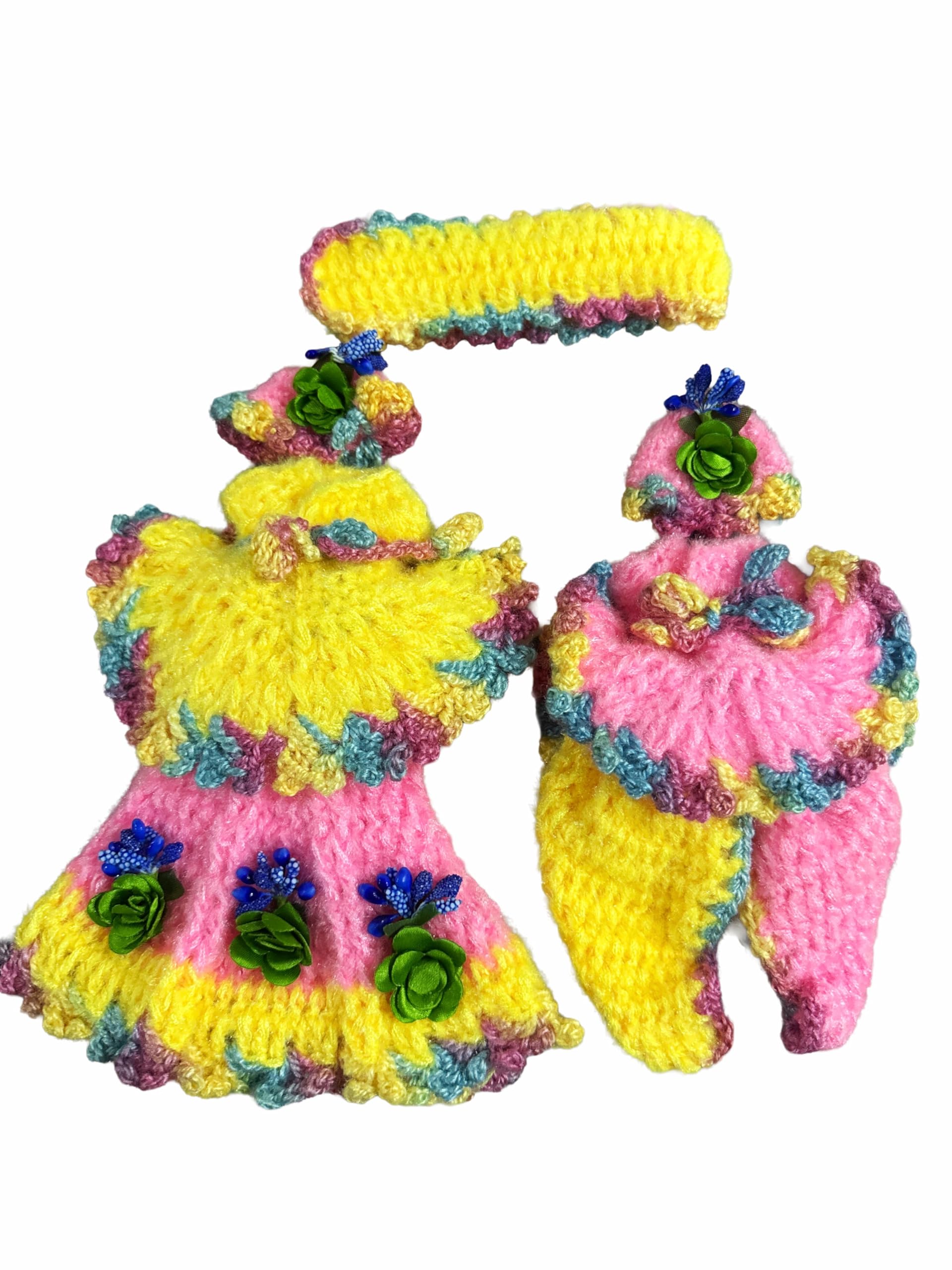 radha krishna winter dress Handmade Radha Krishna Crochet Dress Set for Idol | Woolen Winter Outfit  for Kanha