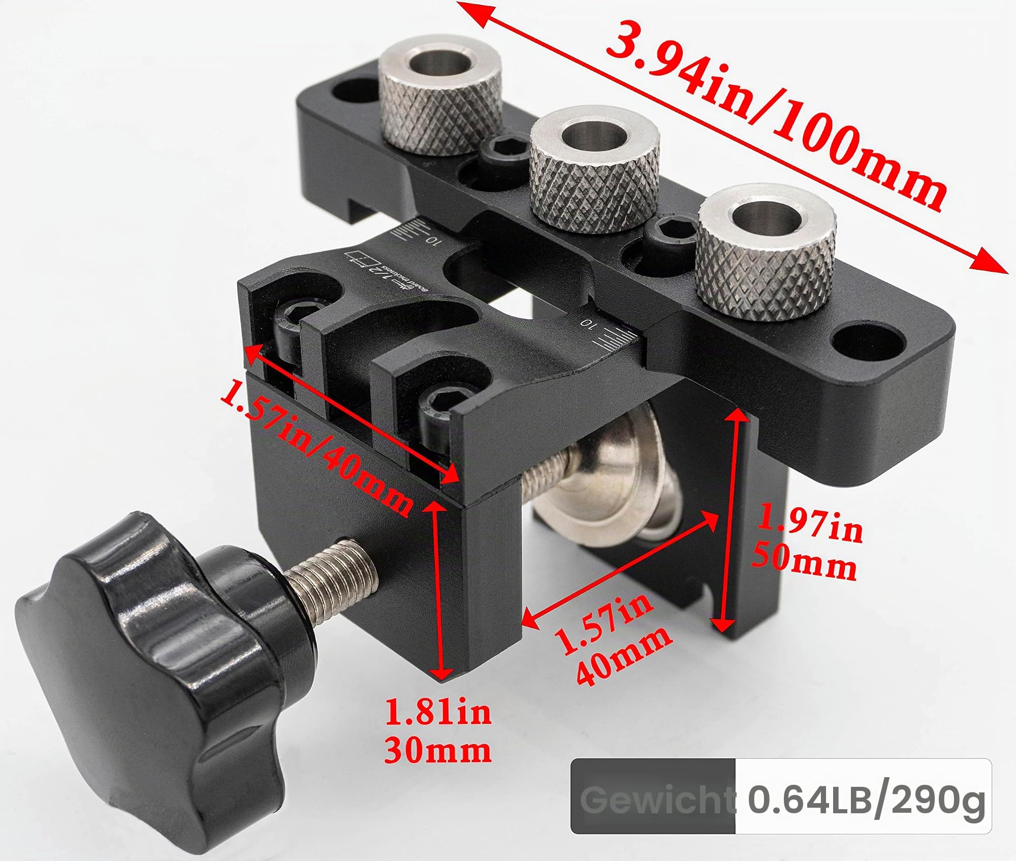 3-in-1 Dübel-Führungsvorrichtung, Locher-Set, Taschenlochvorrichtung, mit Stanzlochdübel, Bohrer-Set für Bett- und Schrankschrauben, verstellbare Holzbearbeitungsbohrer, Locator von 8/10/15 mm Bits