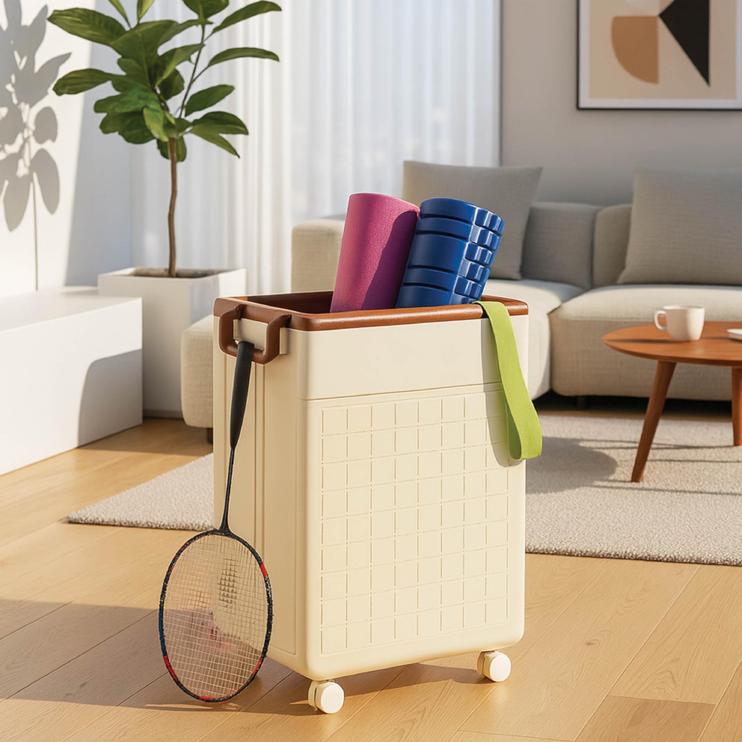 Homestrap Heavy-Duty Rolling Basket | Foldable Storage Basket with