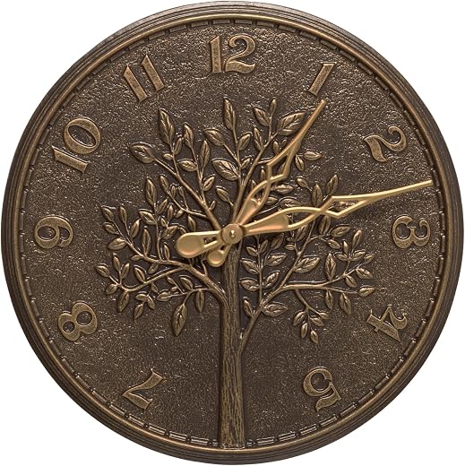 Whitehall Products Tree of Life 16 inch photo Whitehall Products Tree of Life 16 inch Indoor Outdoor Wall Clock in French Bronze (02242)