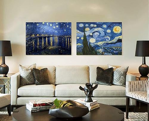 Miniatura 2 de Niwo ART - La noche estrellada, serie de pinturas más famosas del mundo, arte de pared en lienzo para decoración del hogar, envoltura de galería,
