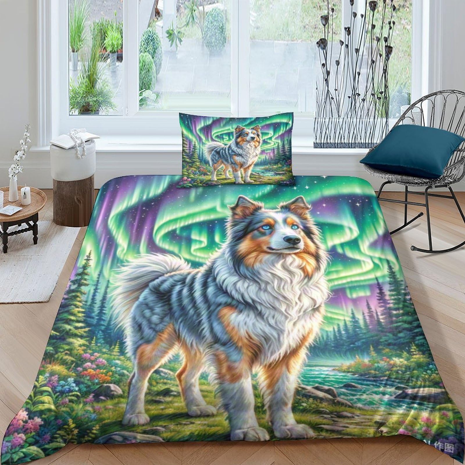 Housse de couette chien 3D anti-froissement en microfibre douce pour lit enfant 135x200 cm