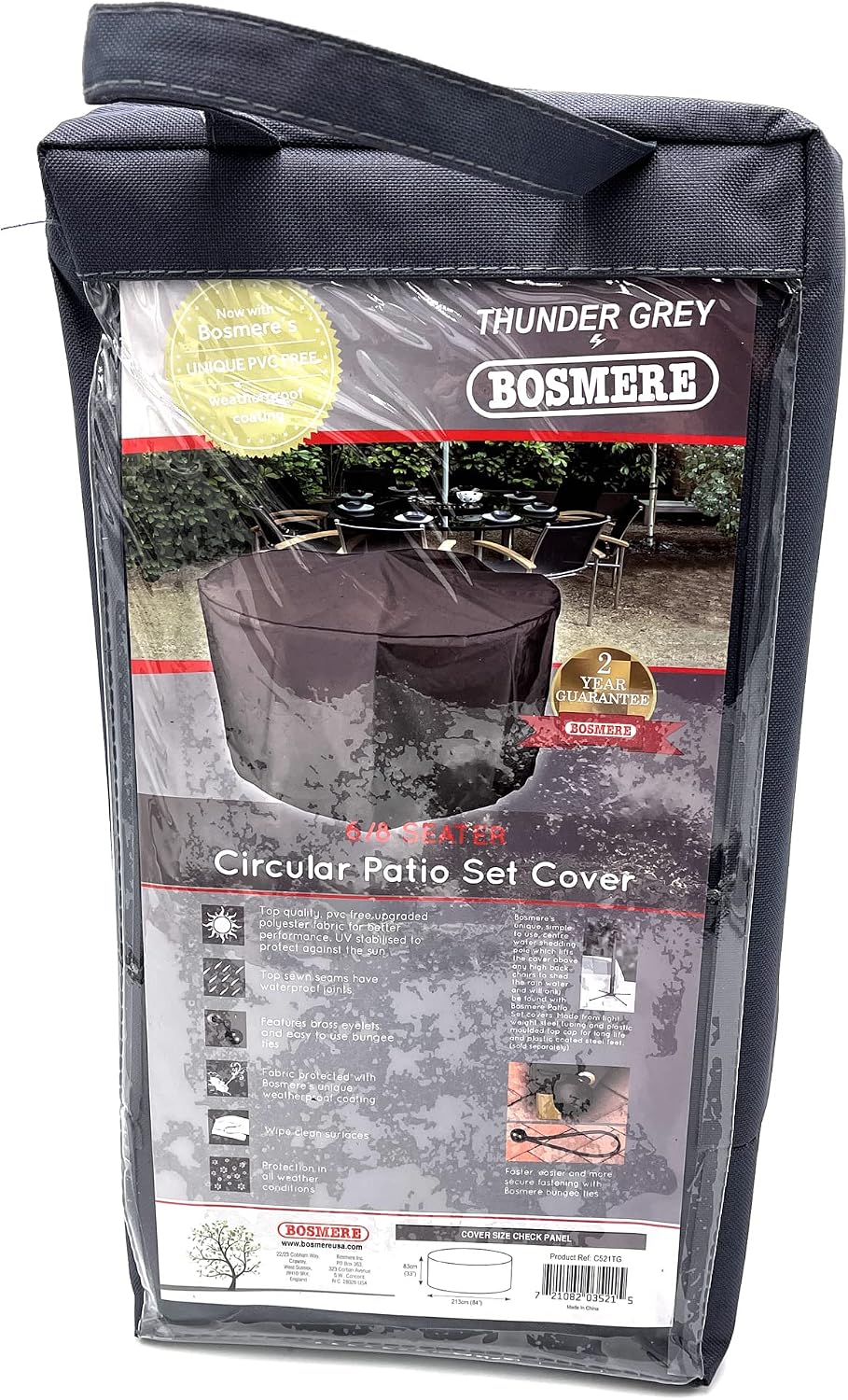 Bosmere Weatherproof Outdoor Round Table & Chairs Cover 84" Diameter x 33" High, Gray