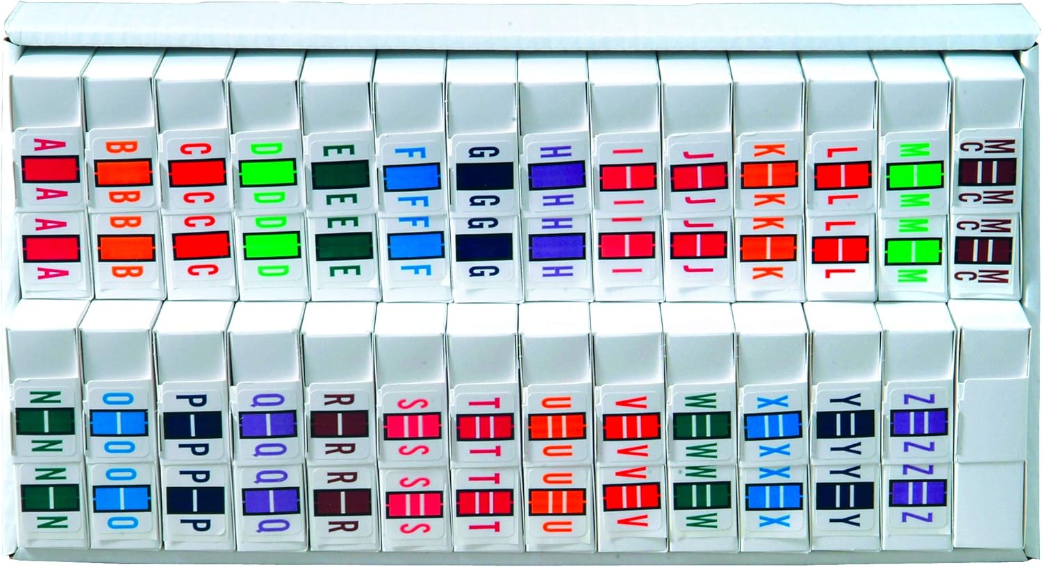 Doctor Stuff - File Folder Labels, Alphabet Letter, Complete Set A-Z Plus Mc, with Tray, Compatible with Smead BCCR/BCCS - TPAM Series Alpha Stickers 1" x 1-1/4", 500/Roll