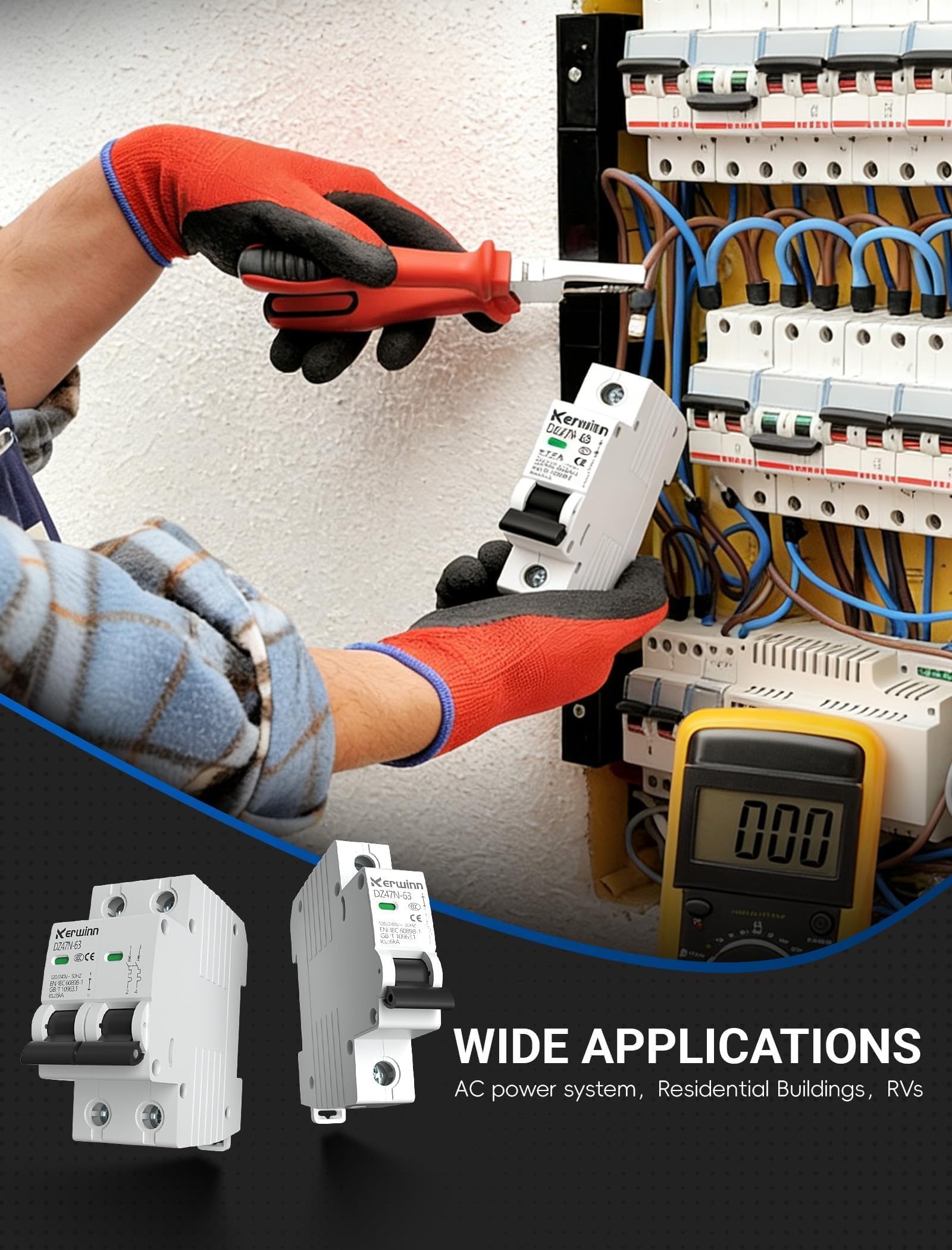 Miniature Circuit Breaker 120V/240V ac Circuit Breaker 1 Pole 20Amp Smart Circuit Breaker DIN Rail Mount for Marine Power Systems,Solar photovoltaic Systems(C20A) — Amazon image 7