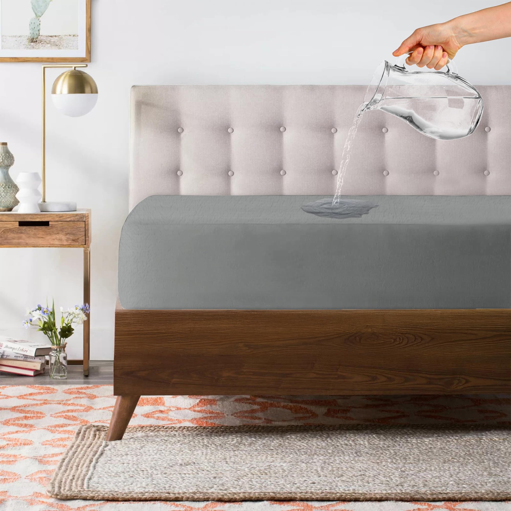 Story@home Mattress Protector for Mattress King Size 78x72 Inches | Gray | Cotton Feel Terry Ultra Soft 100% Waterproof Mattress Protector King Size Bed | Breathable - Hypoallergenic Mattress Cover-picture-29