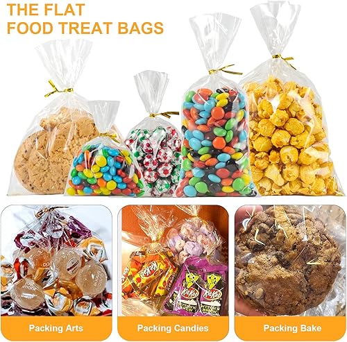 Miniatura 4 de Artby7 Bolsa de dulces de Halloween, bolsas de celofán para regalos, 200 bolsas de celofán transparentes de 6 x 10 pulgadas para tarjetas,