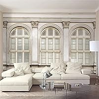 Vista 1 de Decoración de ventana de nostalgia retro, papel tapiz grande 3D, murales de pared de estilo europeo, papel tapiz mural para sala de estar