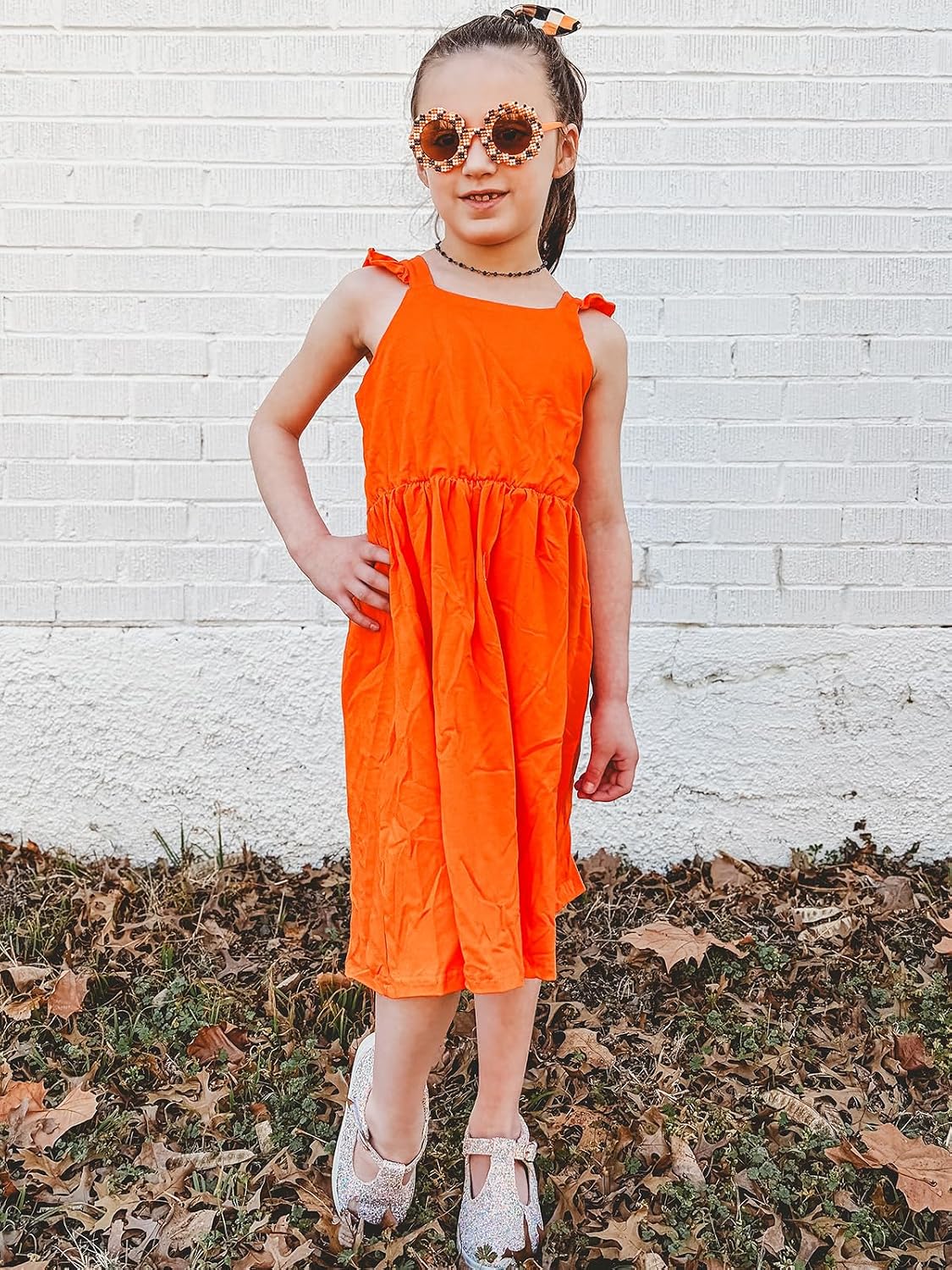 Vieille Girls Dress Tie Back Sundress Summer Cotton Dresses 3-8 Years