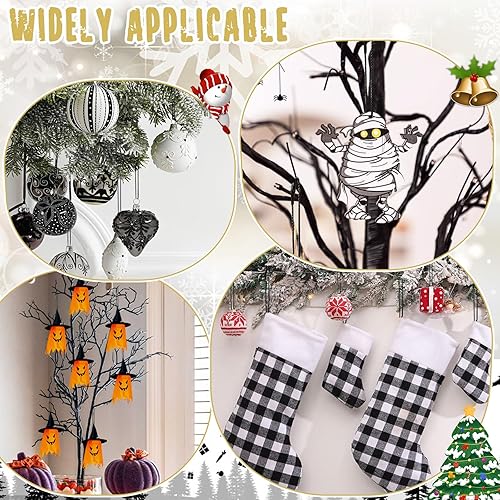 Miniatura 4 de JUNEBRUSHS 600 ganchos para adornos de Halloween, ganchos para adornos con cuerda de adorno a presión para árbol de Navidad, fiestas, decoraciones