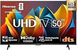 Hisense Smart TV UHD 4K DLED 50' Polegadas 50A6K com HDR10+ Dolby Vision Game Mode Controle por Voz Alexa Built-In AirPlay
