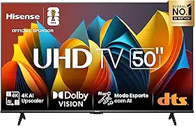 Hisense Smart TV UHD 4K DLED 50" Polegadas 50A6K com HDR10+ Dolby Vision Game Mode Controle por Voz Alexa Built-In AirPlay