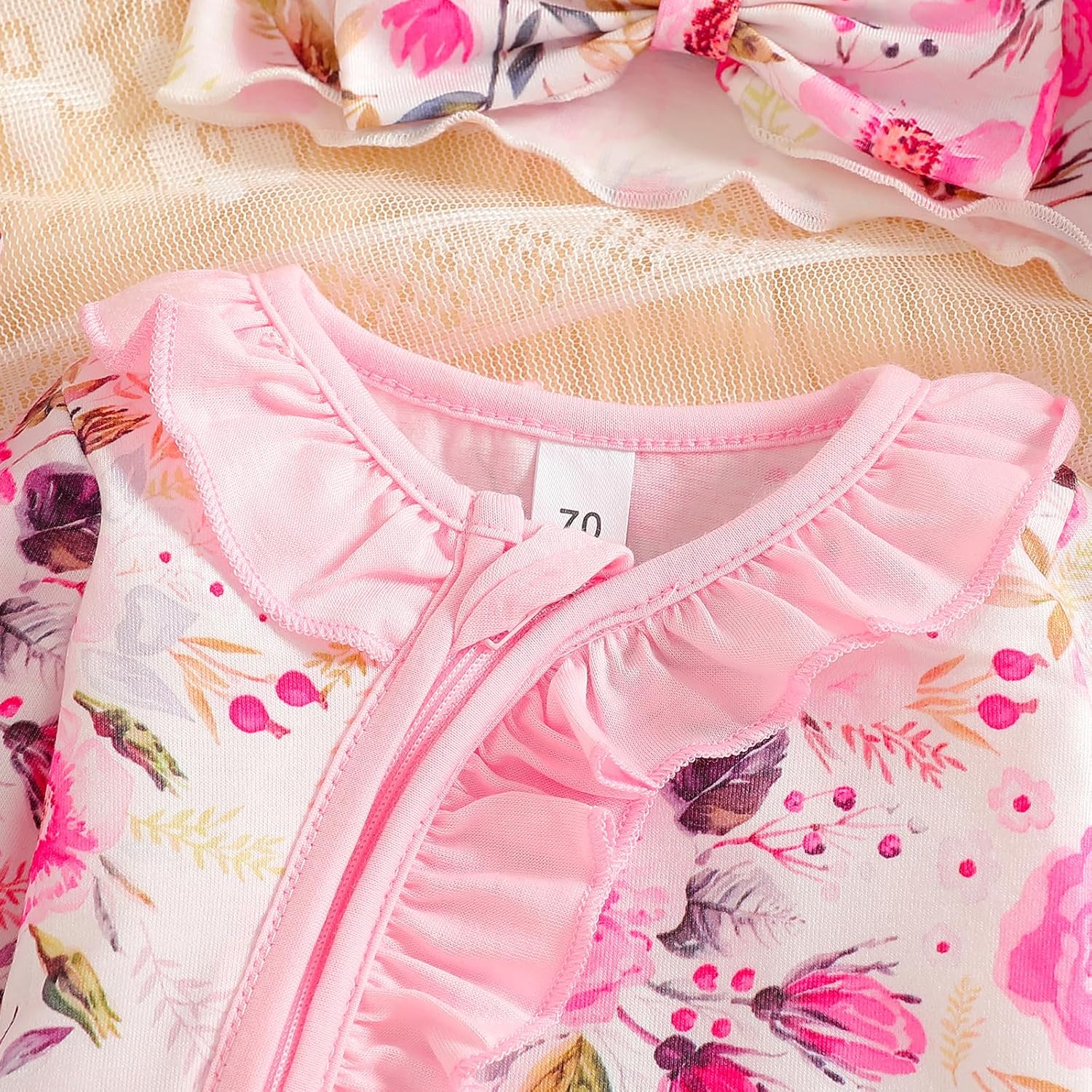 Preemie Newborn Baby Girl Romper 3-Piece Set - Image 3