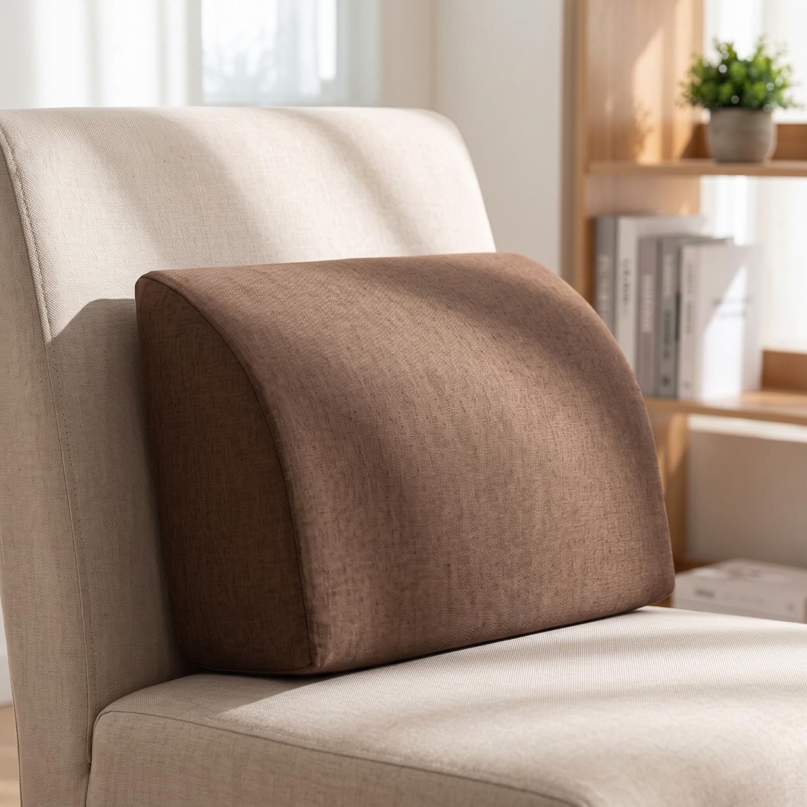 Cuscino per Schienale Ergonomico, Tessuto Tipo Lino, Grigio Chiaro, Imbottitura Morbida Bianca, Comfort, Lunghezza 50