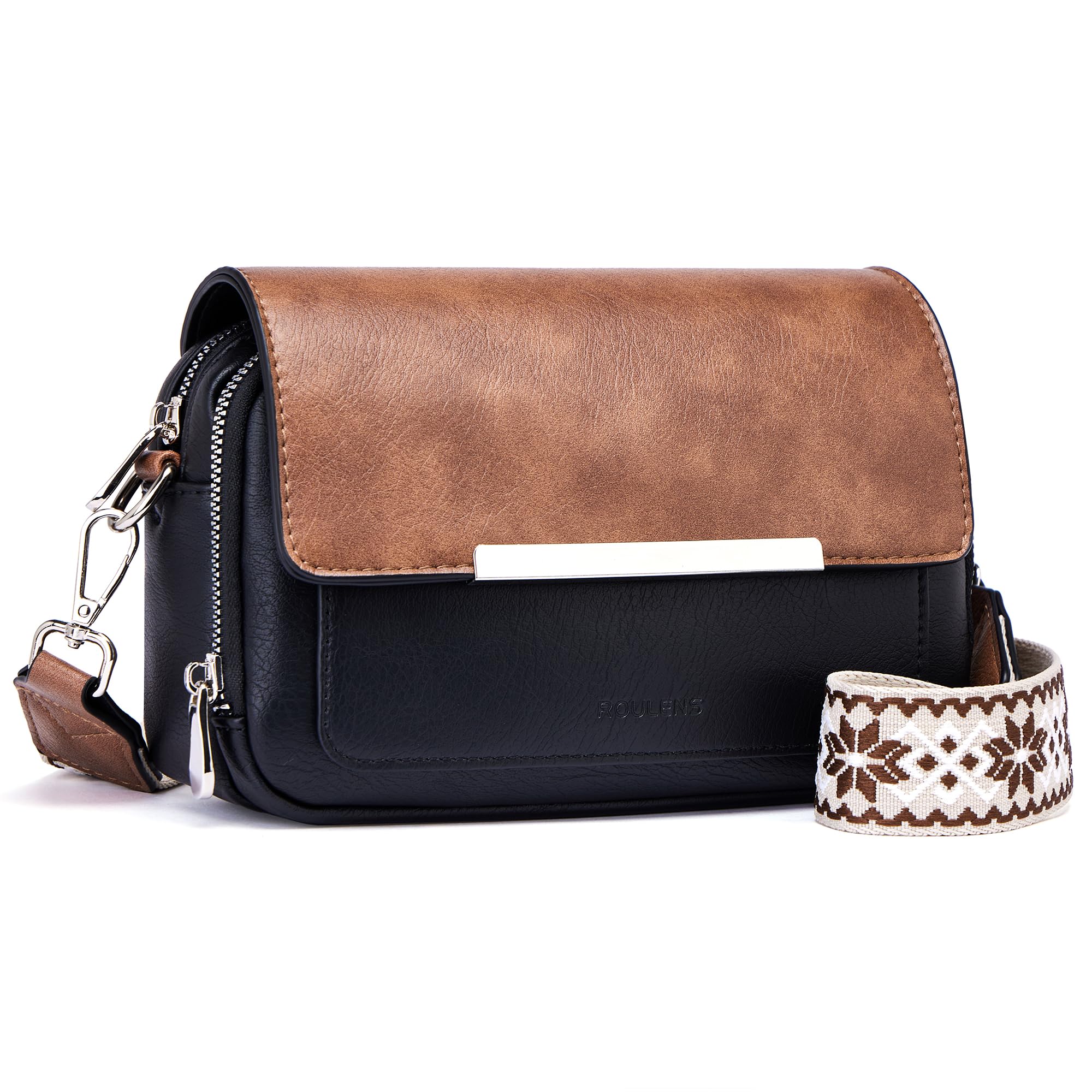 Roulens Crossbody Bags for Women Small Crossbody Wallet Purses with Card Slots Leather Shoulder Handbags Travel Daily Use