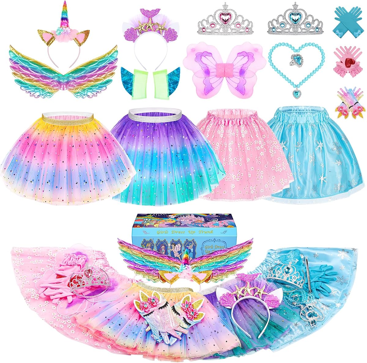 Little Girls Dress Up Costume Set, Fairy Mermaid Princess Dress Up Clothes | Dress Up Costume Set, Pretend Play Costume, Princess Cosplay, Dress Up Clothes for Toddler Girl 3 4 5 6