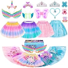Brrioe STOPKLAS - Juego de disfraz de hadas y sirena con accesorios, 19 piezas, disfraz de unicornio para ni as de 3 a 6 a os