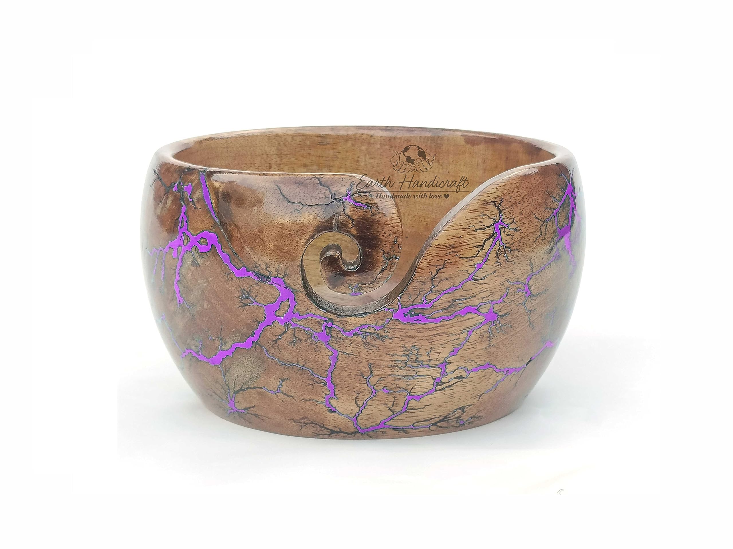 Support boules de fil tricot en bois violet anti-nœuds