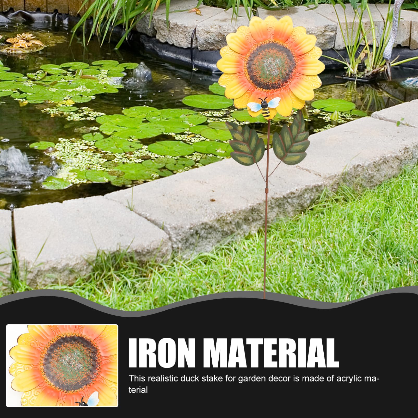 ifundom Tuteur Décoratif Tournesol en Fer 1 Pièce pour Jardin Extérieur