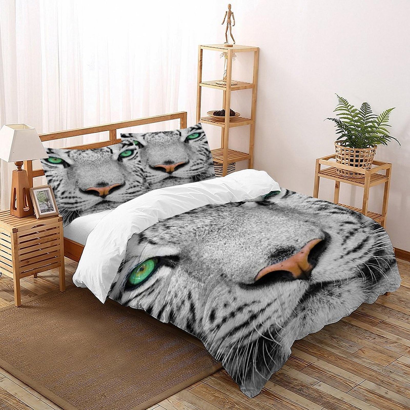 Eyes Fur Bedding Set Theme Bedspread Animal Theme Duvet Cover Set Chic Breathable Comforter Cover for Boys&Girls with Pillowcase Super King（260x220cm）