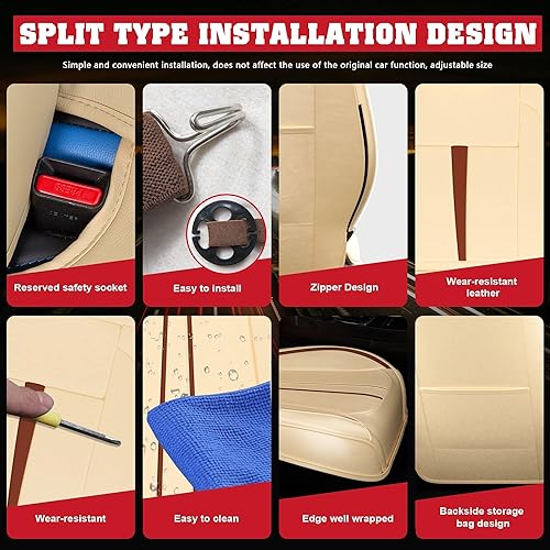 Miniatura 7 de ASLONG 5 fundas de asiento delantero y trasero de automóvil 2025, accesorios interiores de automóvil con piel de napa impermeable para automóviles,