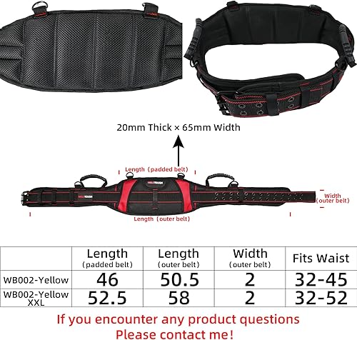 Miniatura 5 de MELOTOUGH Cinturón de herramientas acolchado con anillo en D para hombre, resistente y duradero, doble hebilla de rodillo de metal + cinturón de