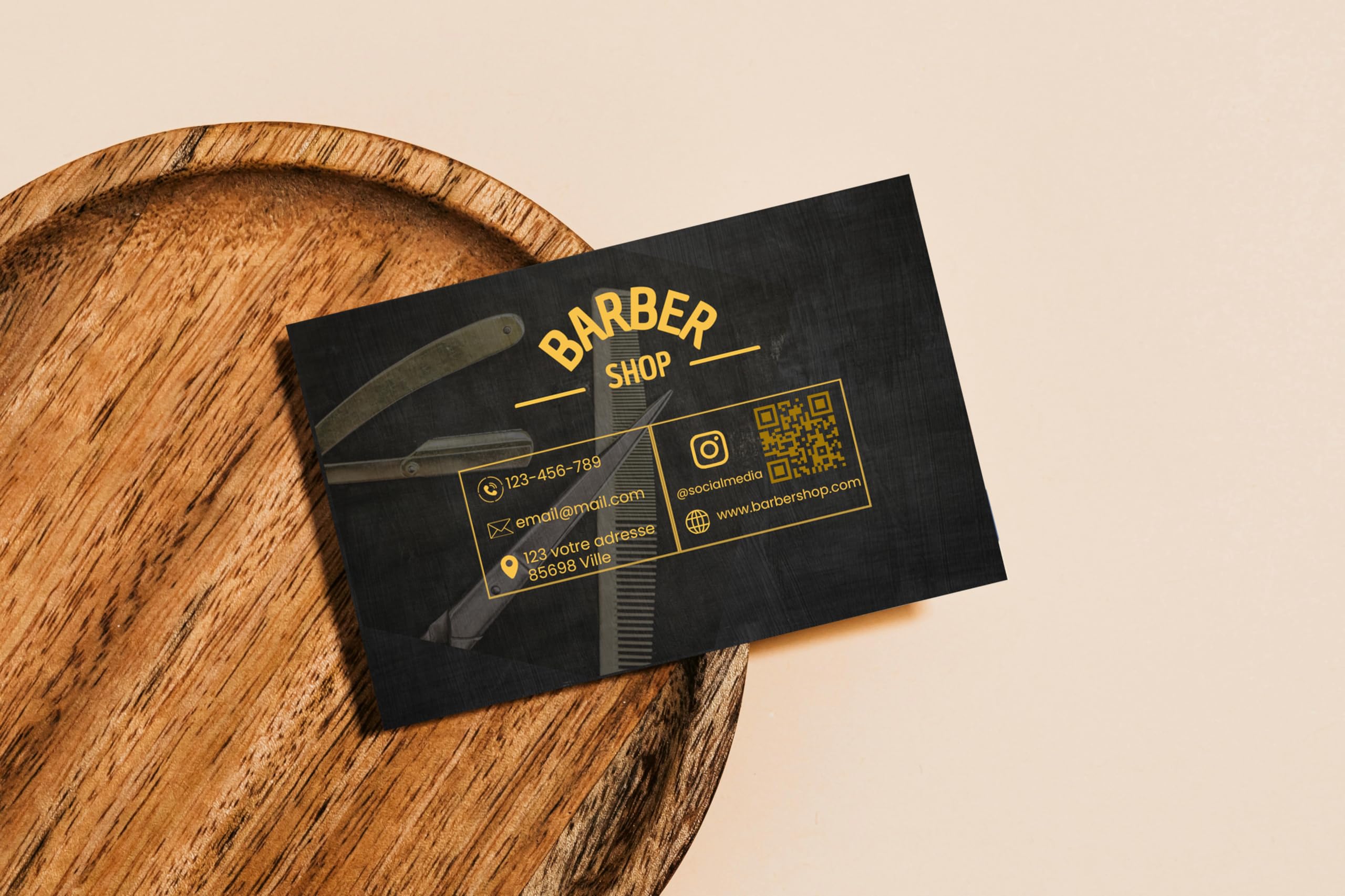 Juego de tarjetas de visita profesionales personalizadas impresión a doble cara - Barbero (250)