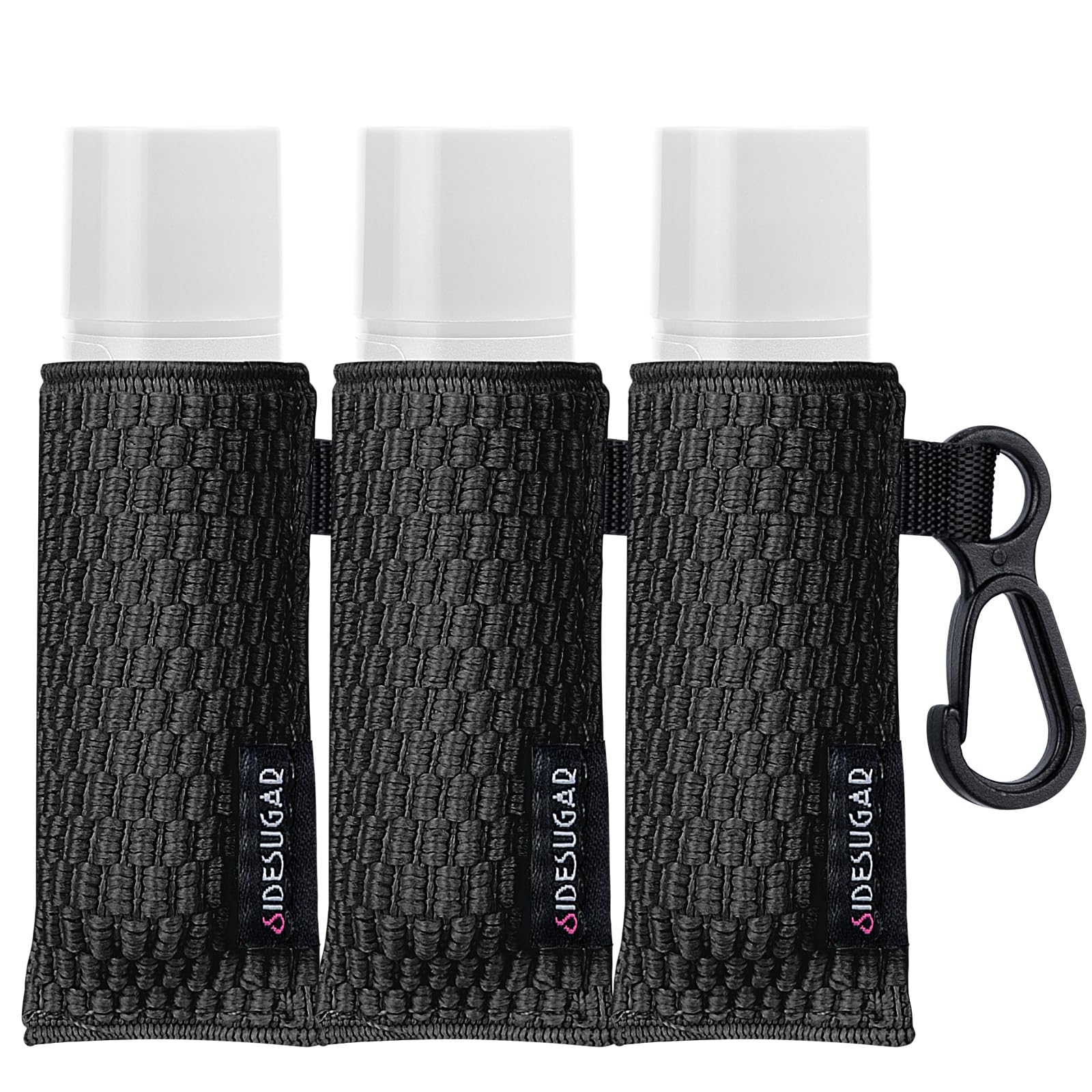3 PCS Lip Balm Sleeves Elastic Chapstick Holder Key Chain Tight-Knit Lip Gloss Holder Keychain - Black