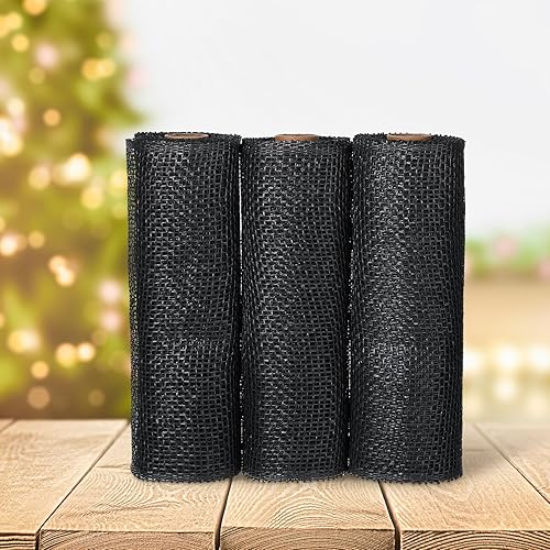 Vista 6 de 3 rollos de malla decorativa de arpillera de poliéster de 10 pulgadas de ancho, rollos de cinta decorativa de poliéster para decoración de coronas