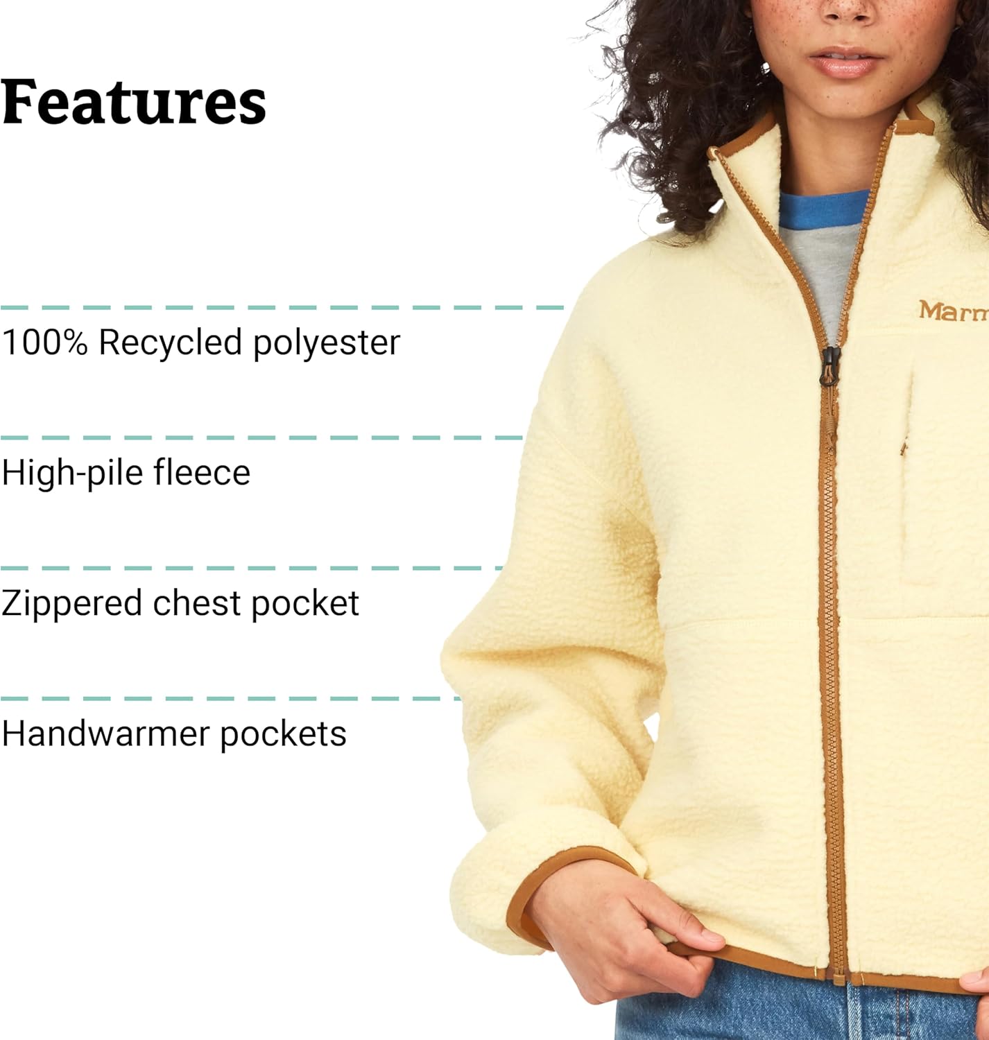 MARMOT Women's Aros Full-Zip Jacket - Sherpa Fleece with Retro Style - Image 5