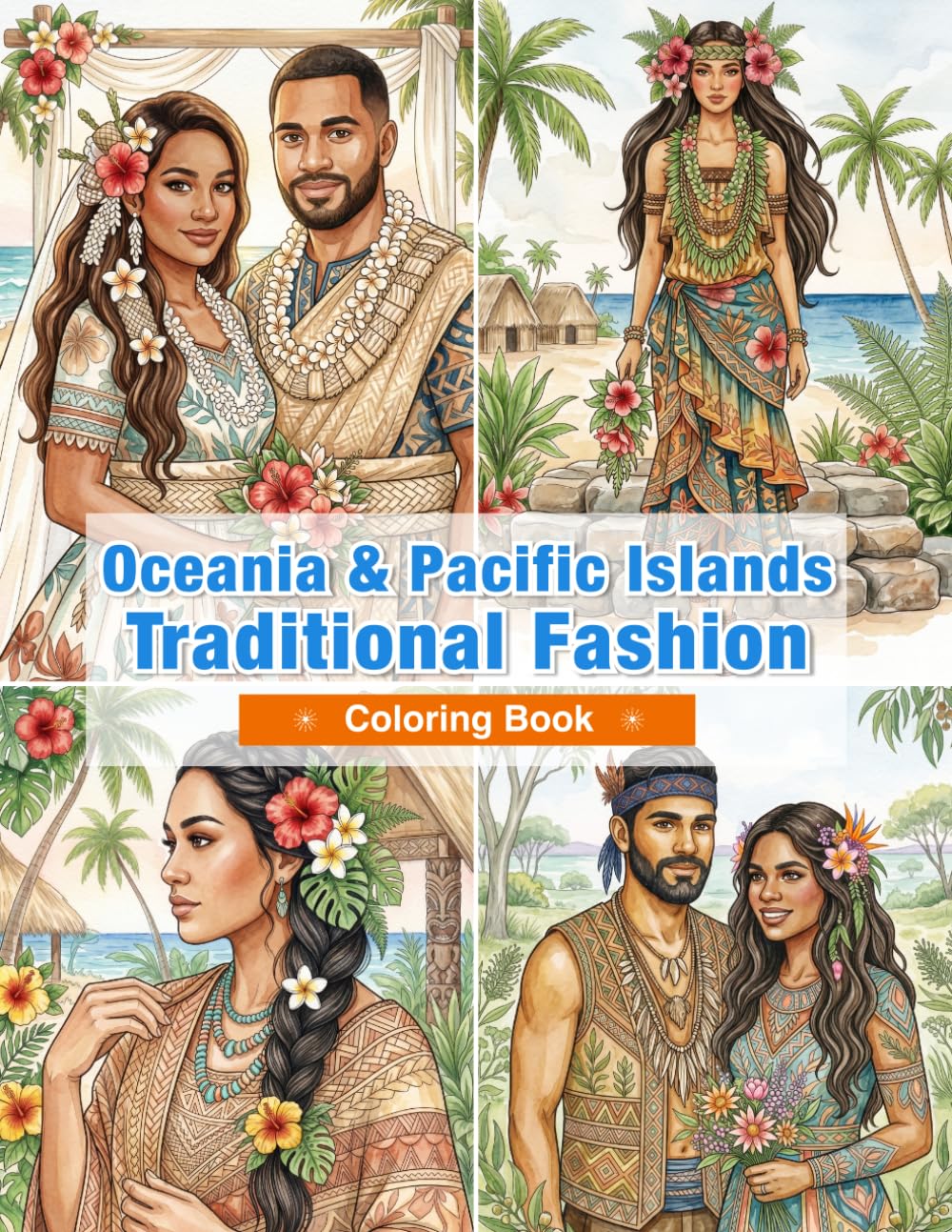 Oceania & Pacific Islands Traditional Fashion Coloring Book for Adults: Traditional Clothing from Hawaii, New Zealand, Fiji, Samoa, Tahiti, and ... Cultural Heritage (World Traditional Fashion)