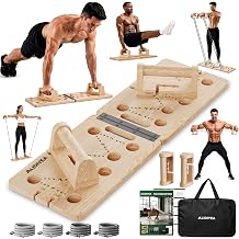 Wooden Push Up Board, 15-80lbs Adjustable Resistance Bands